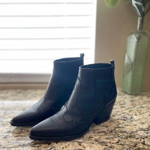 Womens Black Going WesternWinona Pointed Toe Block Heel Leather Booties